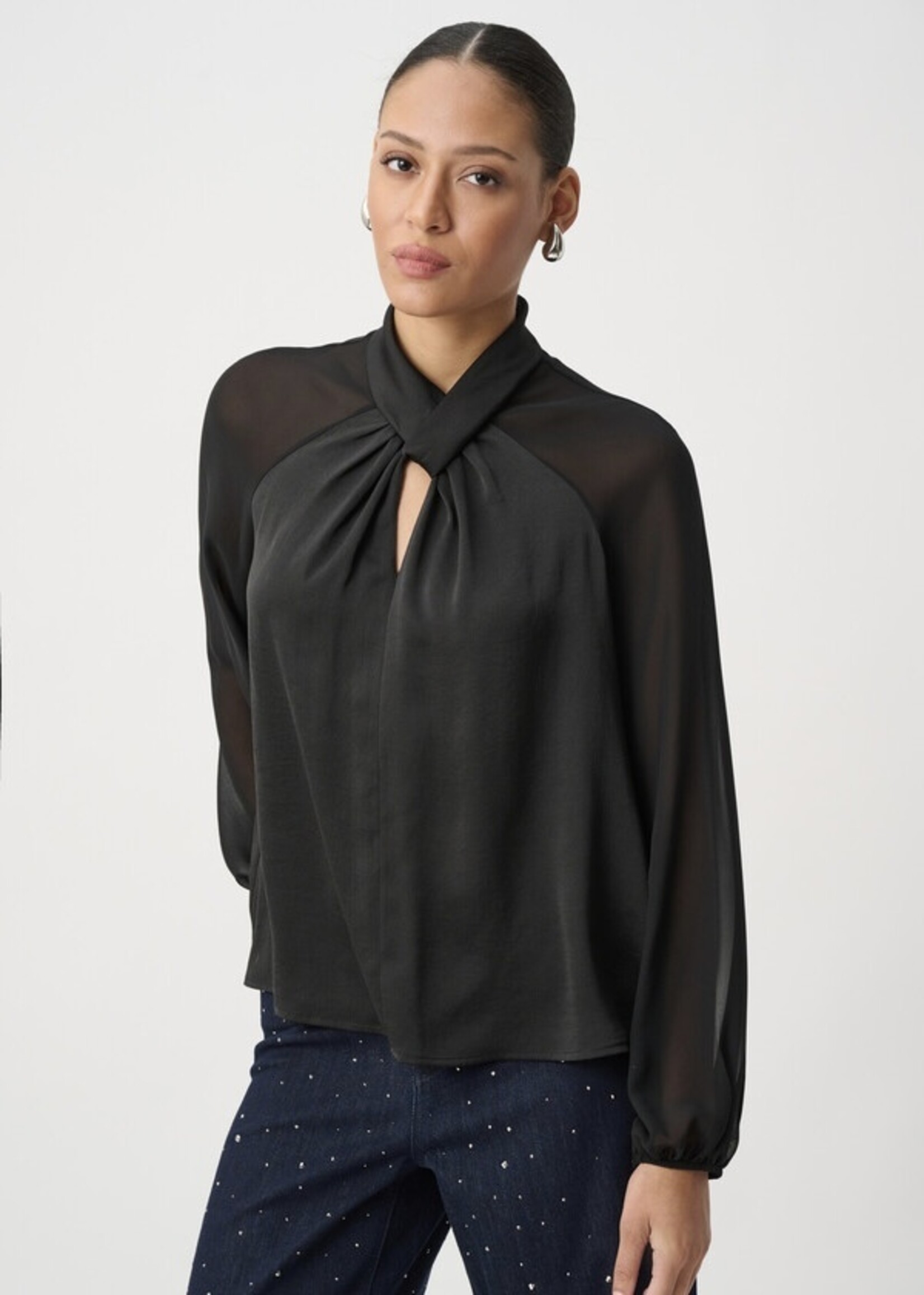 Joseph Ribkoff Joseph Ribkoff - Satin Top With Chiffon Sleeves Style 264119