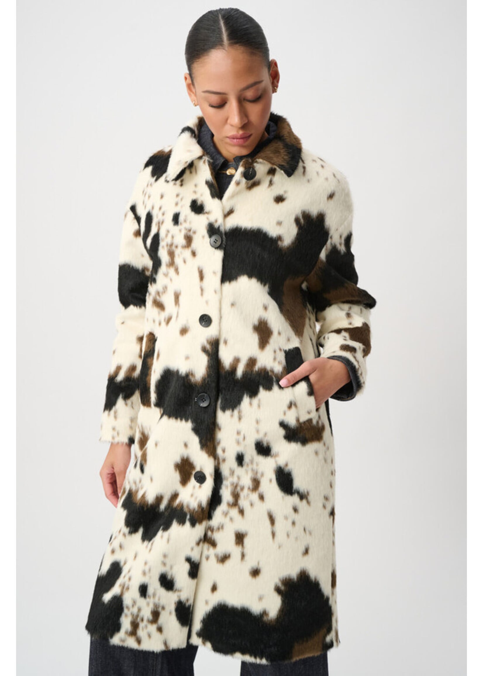 Joseph Ribkoff Joseph Ribkoff - Faux Fur Cow Print Coat Style 264944