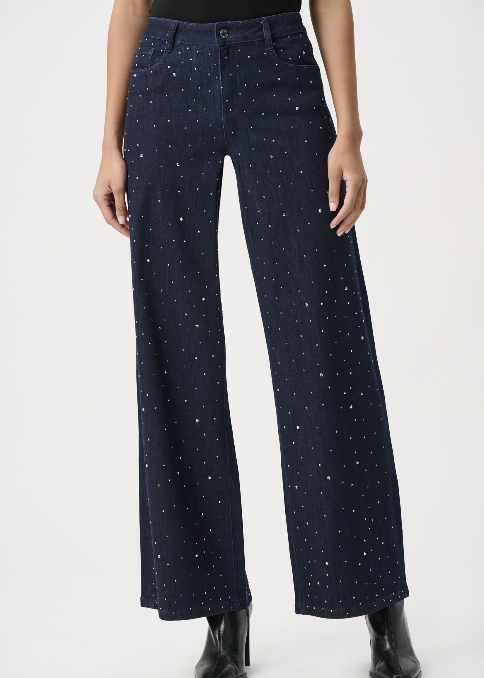 Joseph Ribkoff Joseph Ribkoff Classic Wide Leg Jeans with Rhinestones Style 254921