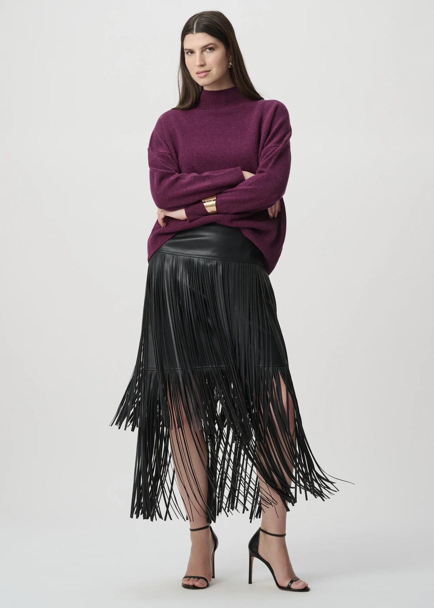 Joseph Ribkoff Joseph Ribkoff - Edit 57 Leatherette Fringe Skirt
