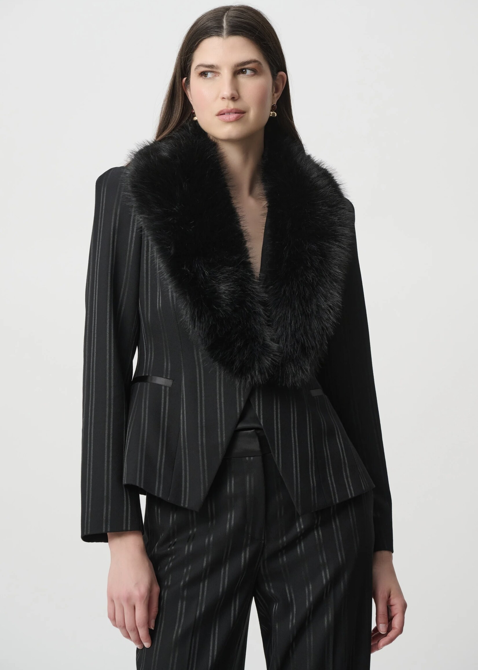 Joseph Ribkoff Joseph Ribkoff - Edit 57 Detachable Faux-Fur Striped Blazer