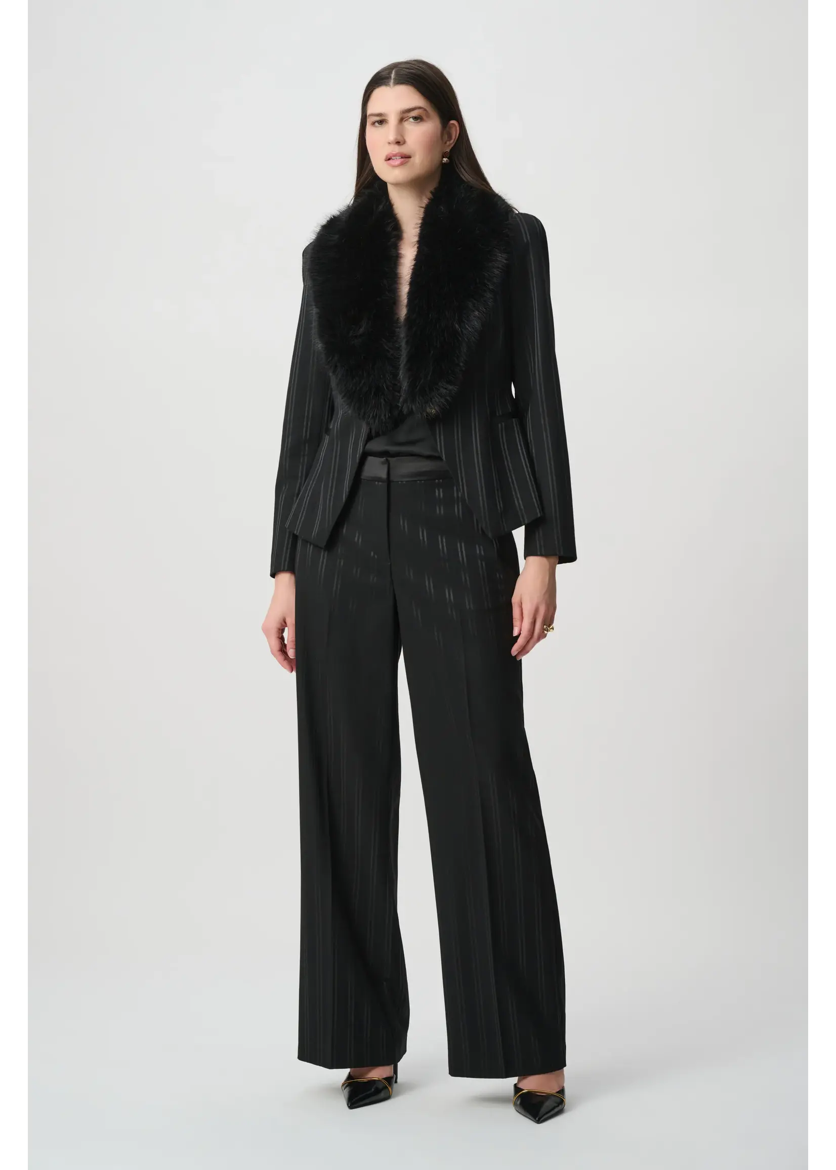 Joseph Ribkoff Joseph Ribkoff - Edit 57 Detachable Faux-Fur Striped Blazer