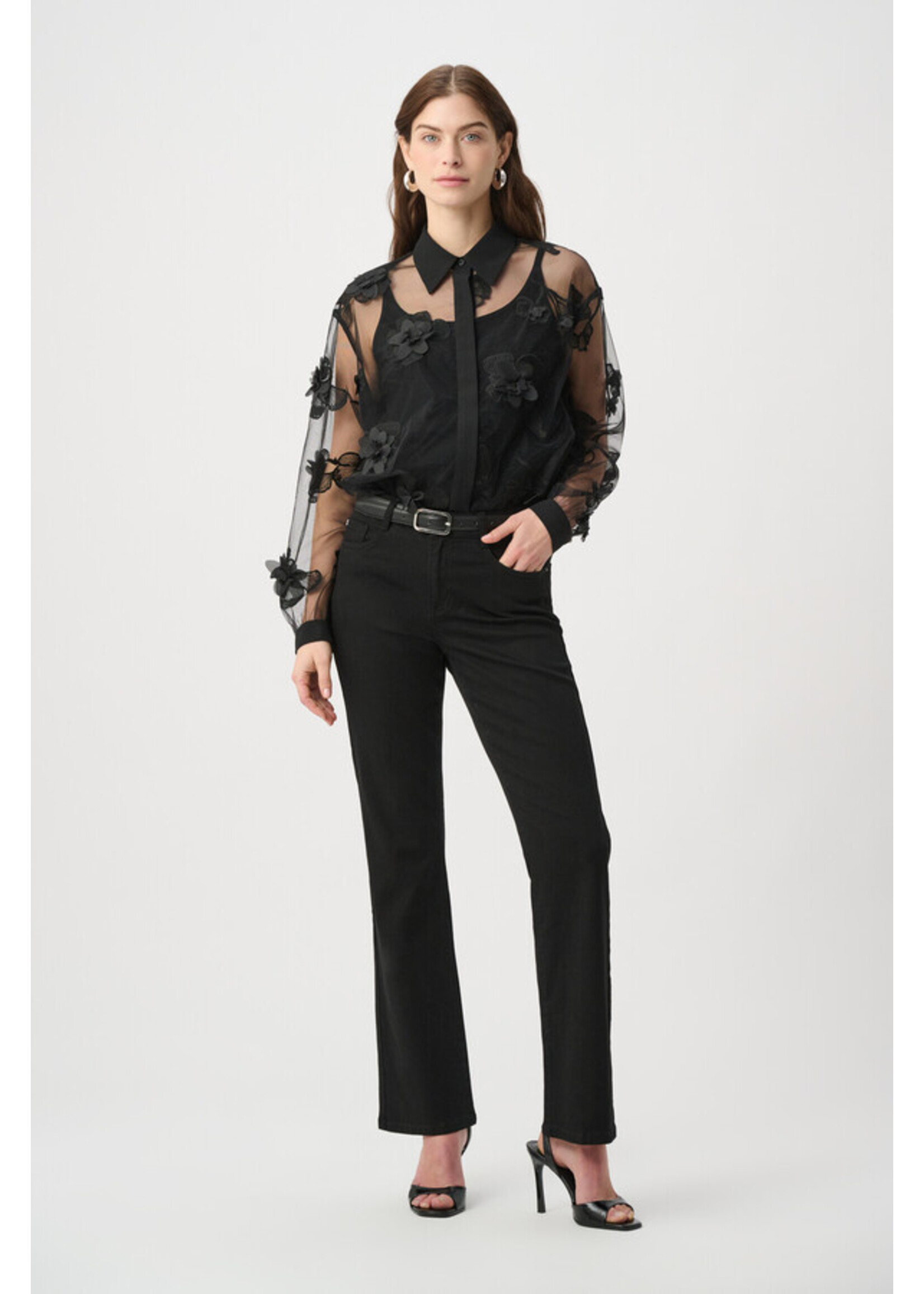 Joseph Ribkoff Joseph Ribkoff - Sheer Textured Flower Appliqué Blouse 264945