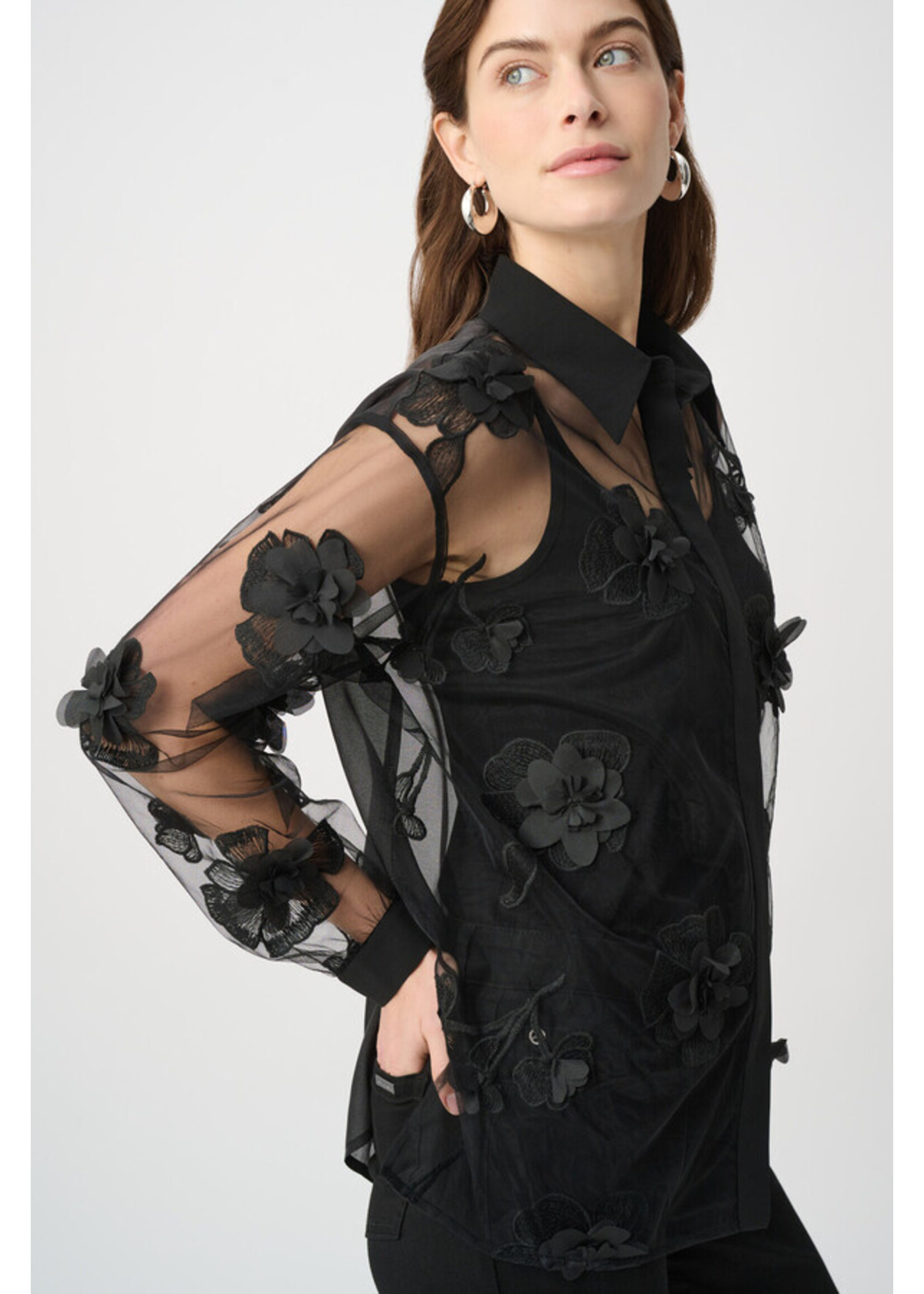 Joseph Ribkoff Joseph Ribkoff - Sheer Textured Flower Appliqué Blouse 264945