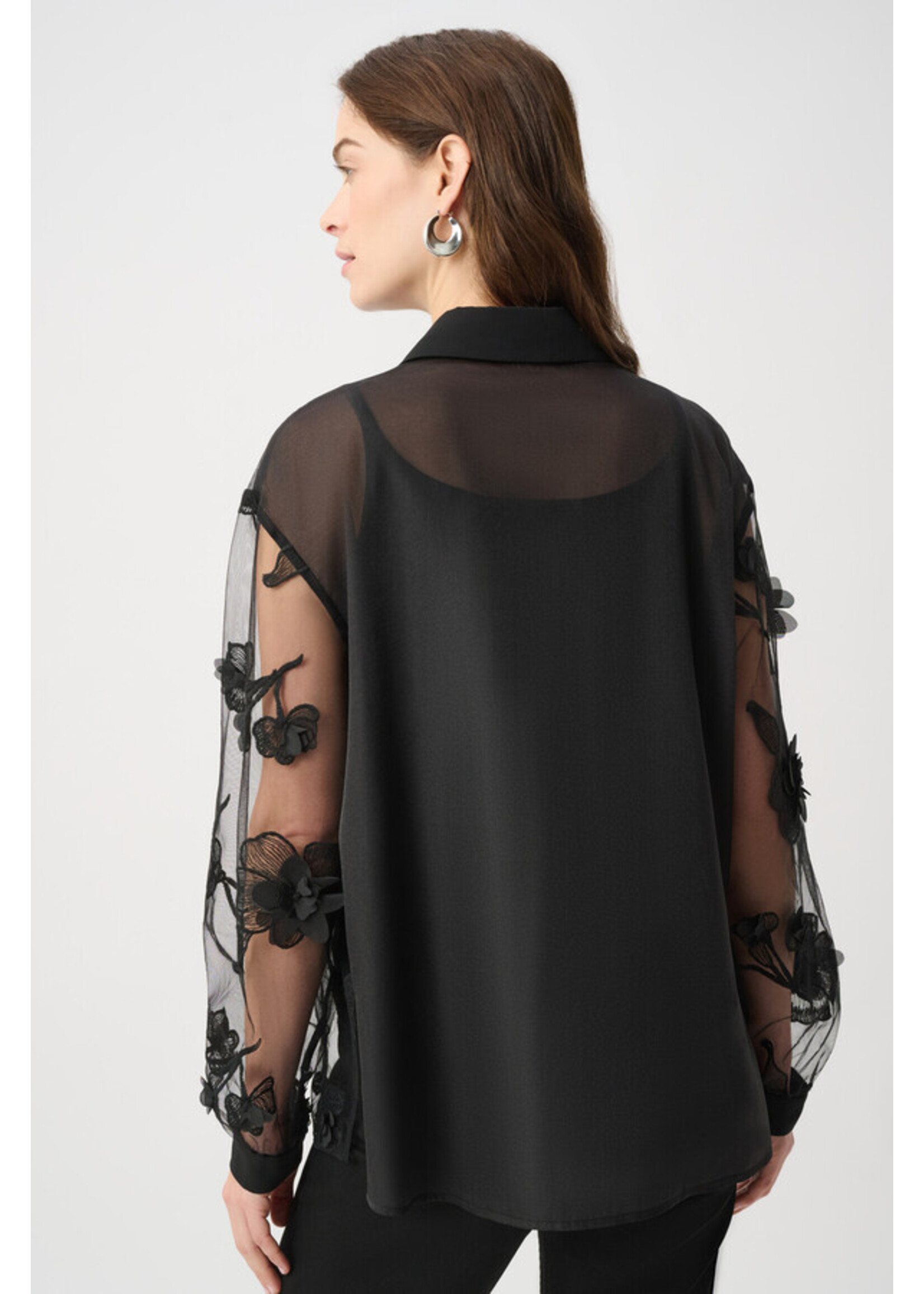 Joseph Ribkoff Joseph Ribkoff - Sheer Textured Flower Appliqué Blouse 264945