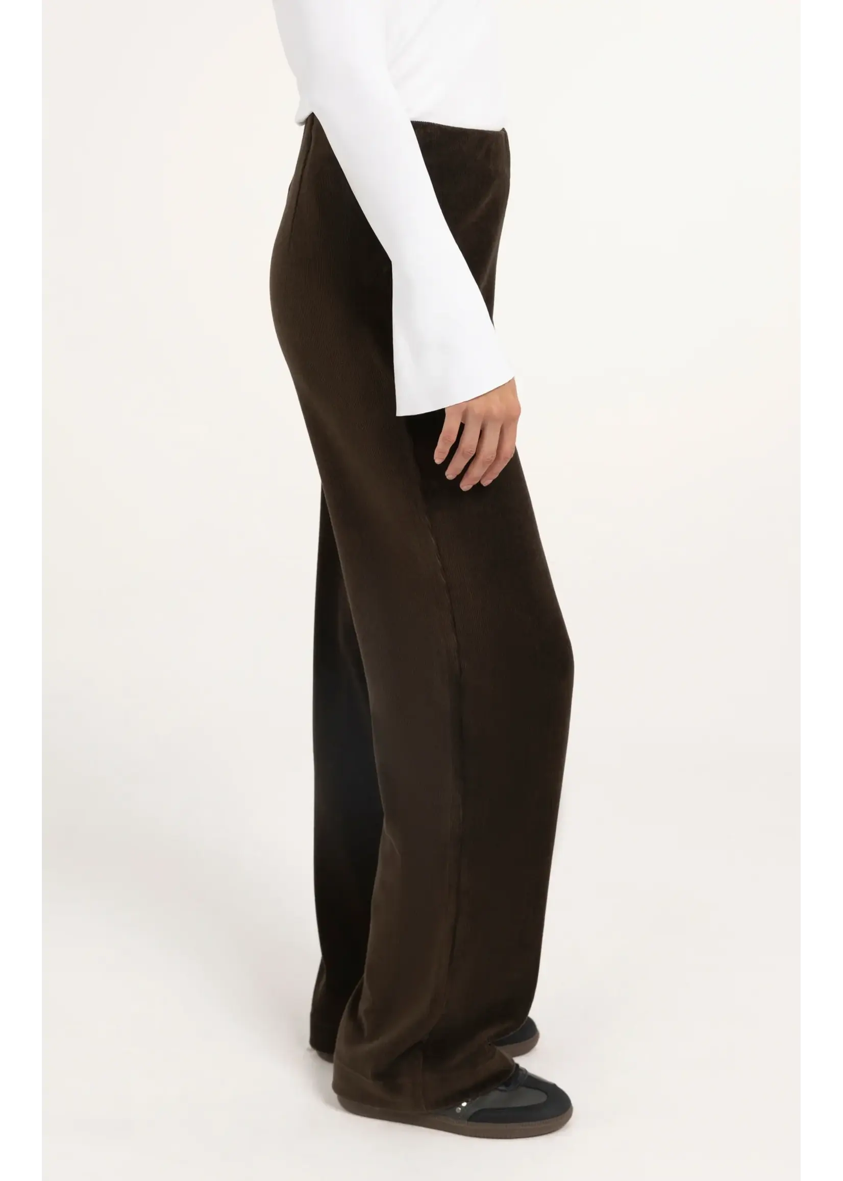 YAYA Yaya - Jersey Rib Velours Wide  Leg Trouser
