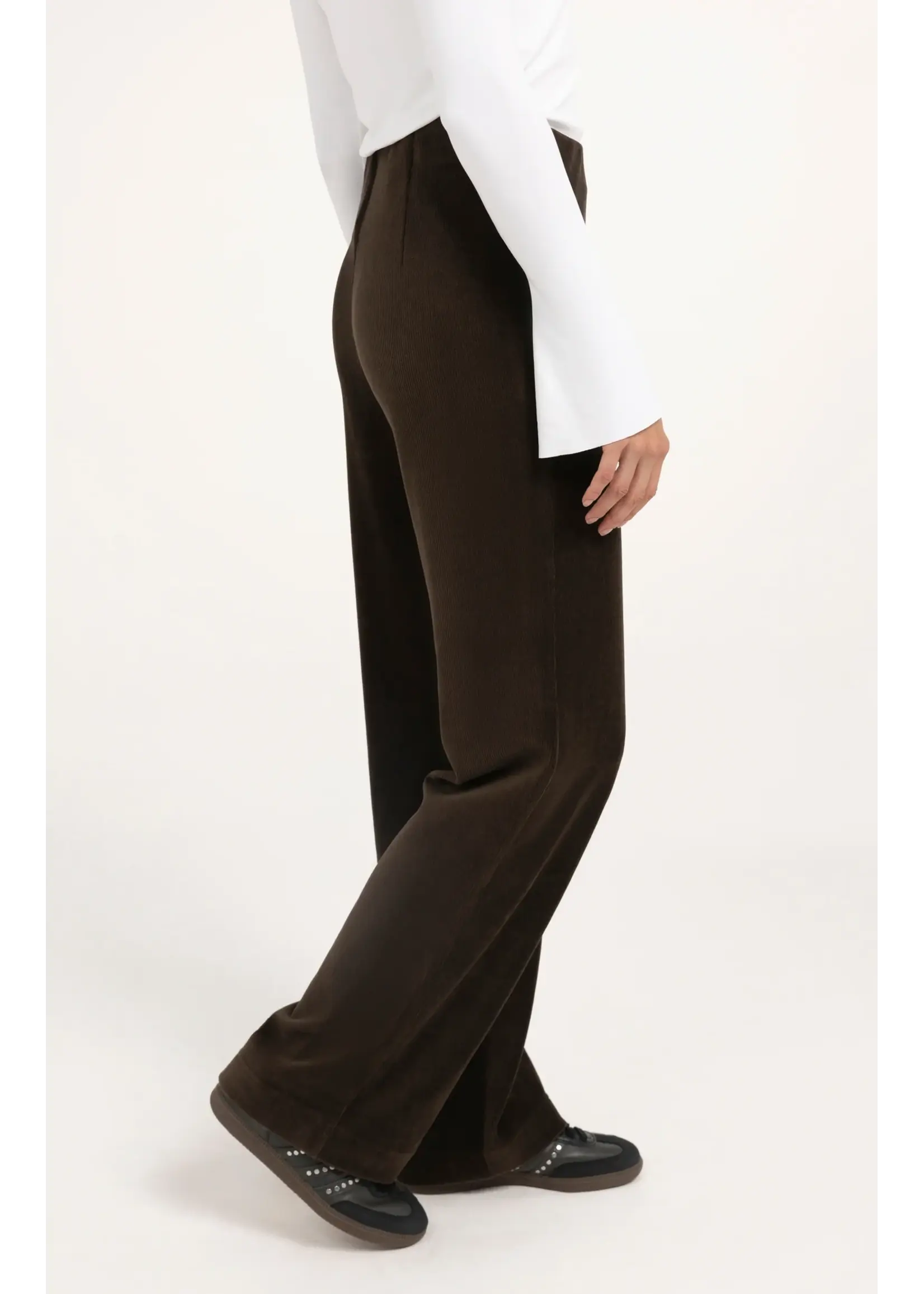 YAYA Yaya - Jersey Rib Velours Wide  Leg Trouser