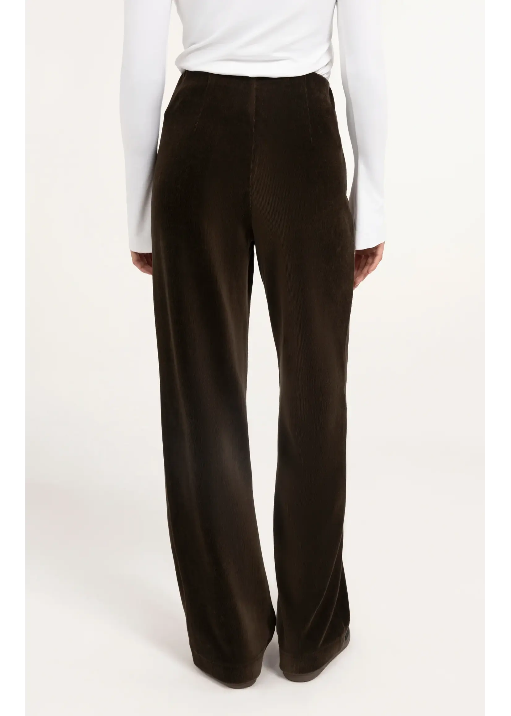 YAYA Yaya - Jersey Rib Velours Wide  Leg Trouser