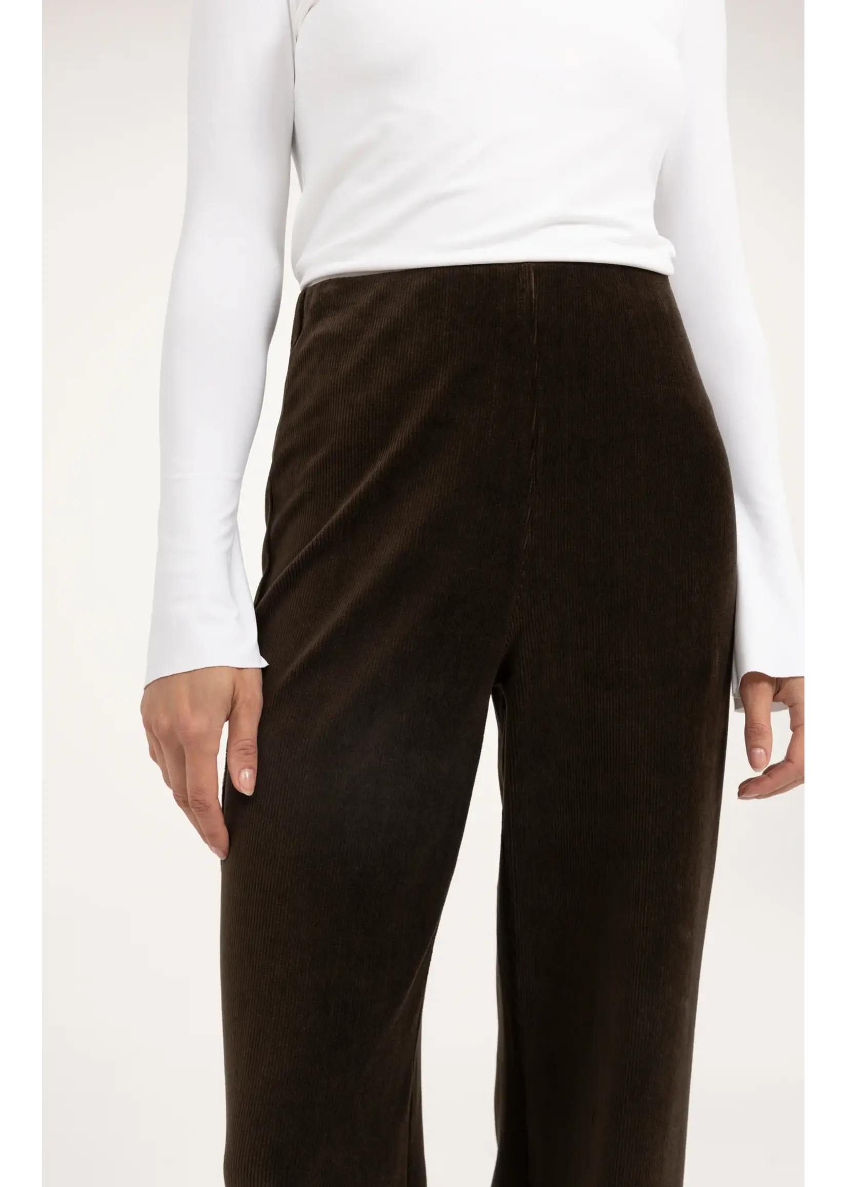 YAYA Yaya - Jersey Rib Velours Wide  Leg Trouser