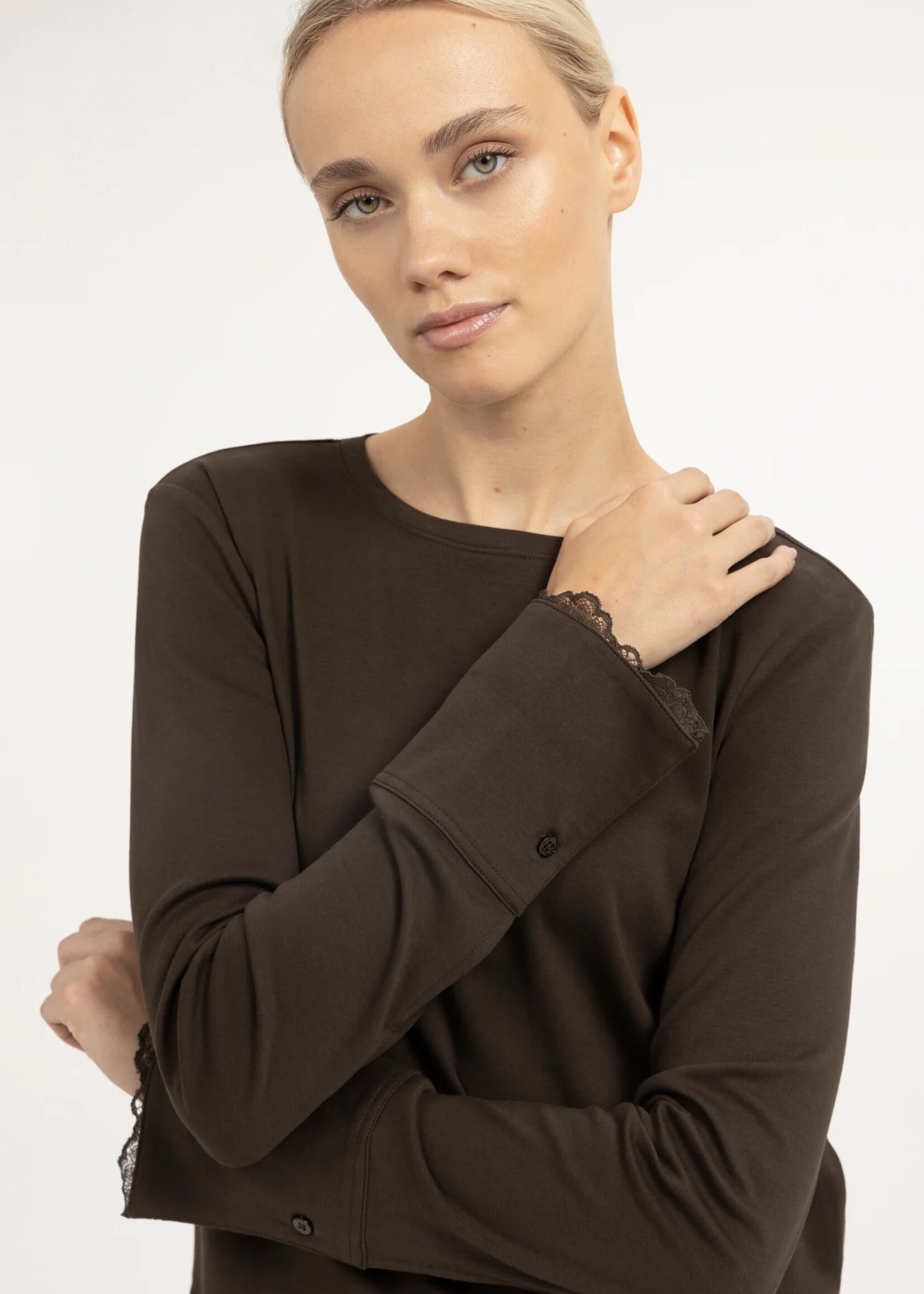 YAYA Yaya - Long Sleeve Top with Lace Cuff