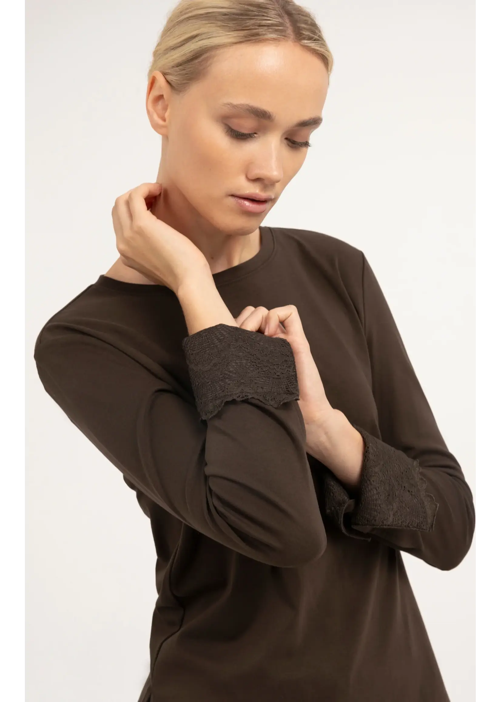 YAYA Yaya - Long Sleeve Top with Lace Cuff