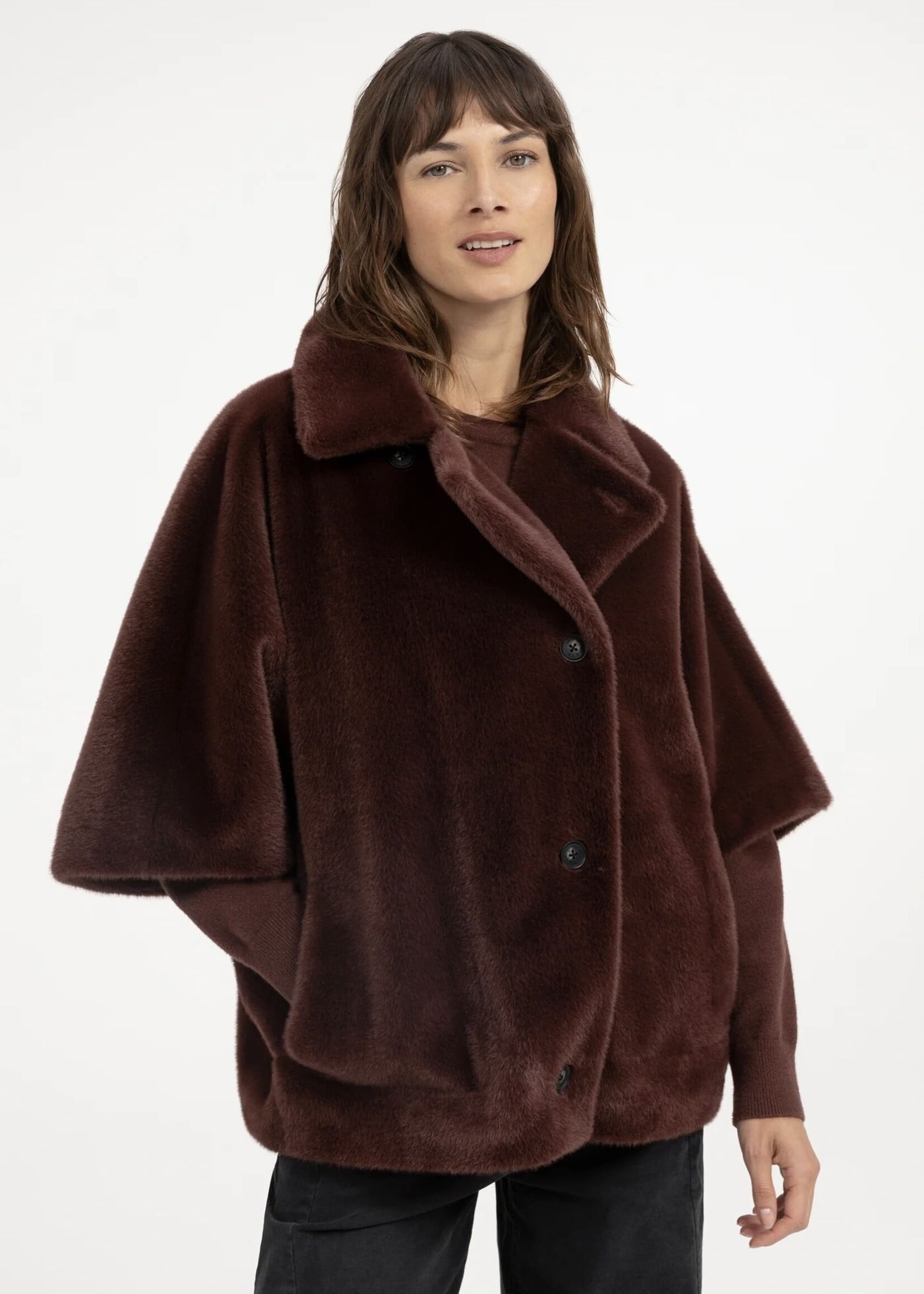 YAYA Yaya - Oversized reversible faux fur sleeveless jacket