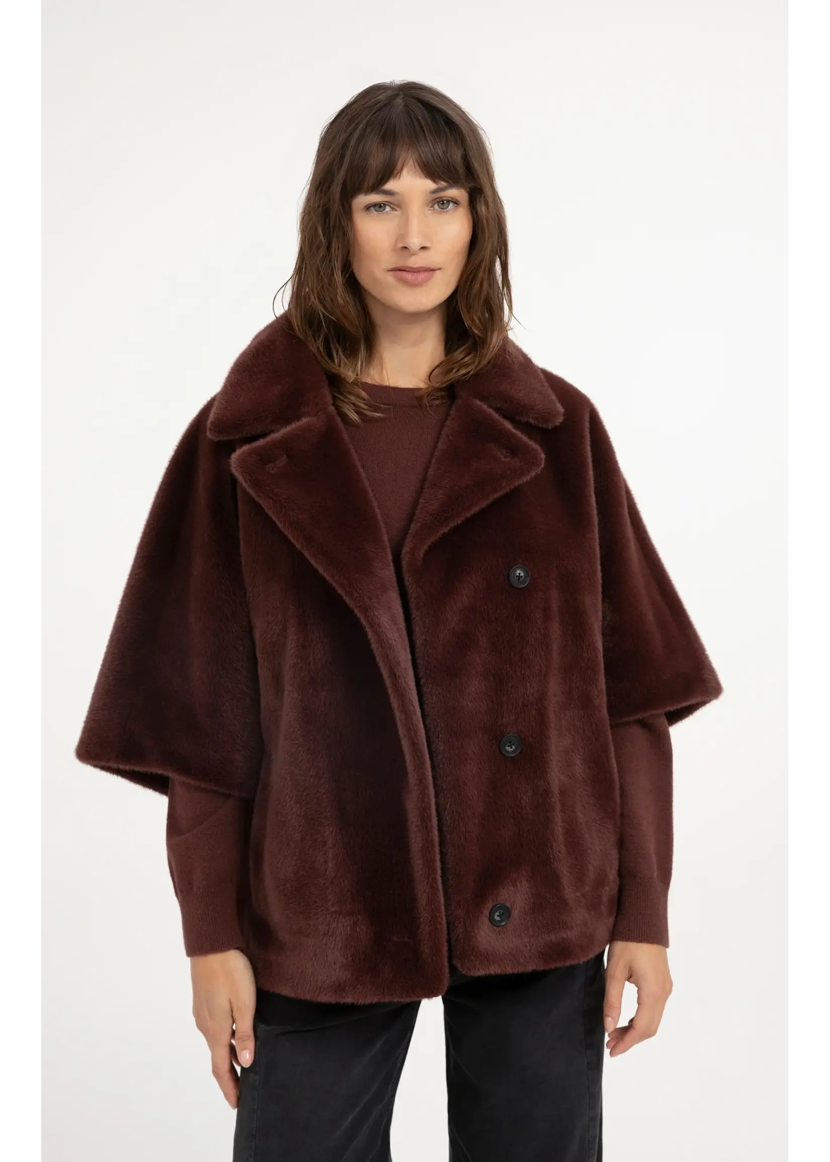 YAYA Yaya - Oversized reversible faux fur sleeveless jacket