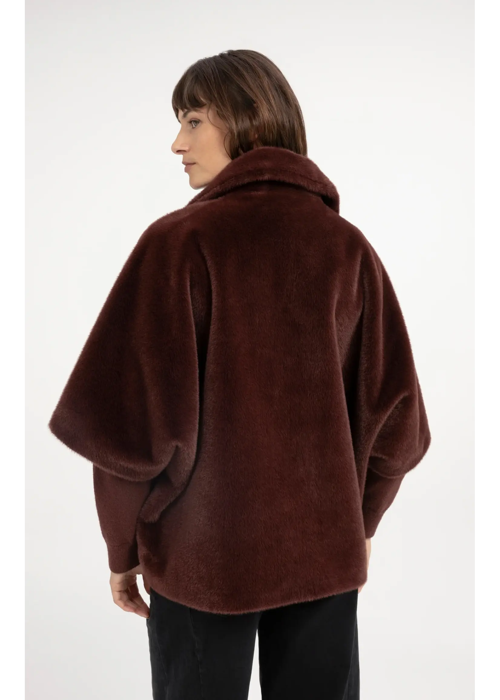 YAYA Yaya - Oversized reversible faux fur sleeveless jacket