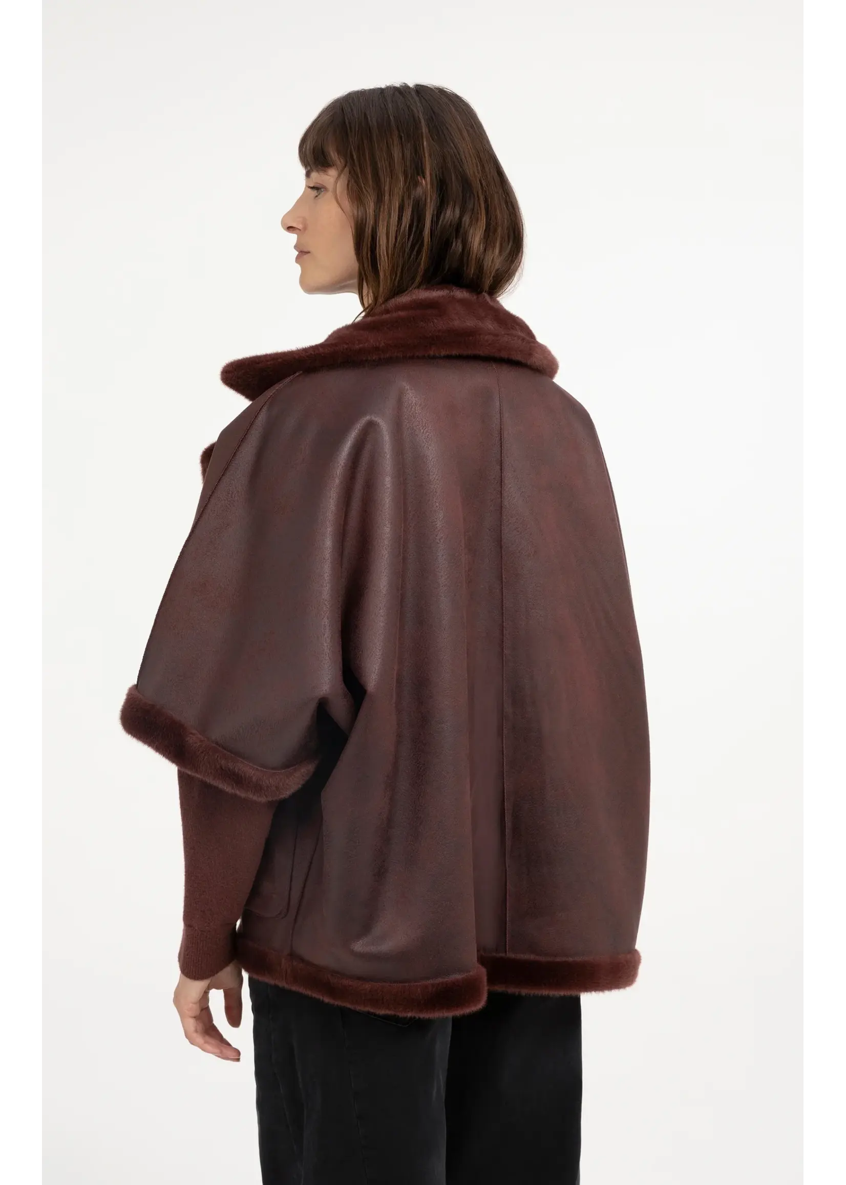 YAYA Yaya - Oversized reversible faux fur sleeveless jacket