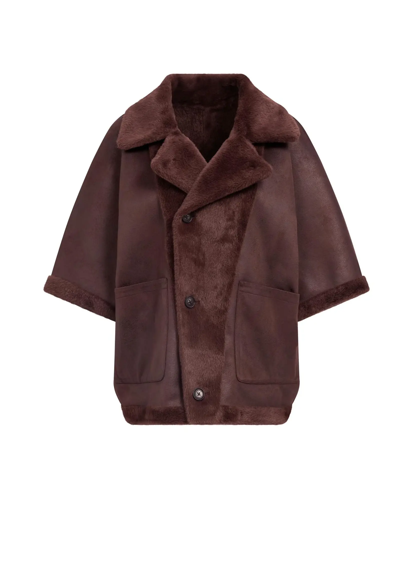 YAYA Yaya - Oversized reversible faux fur sleeveless jacket
