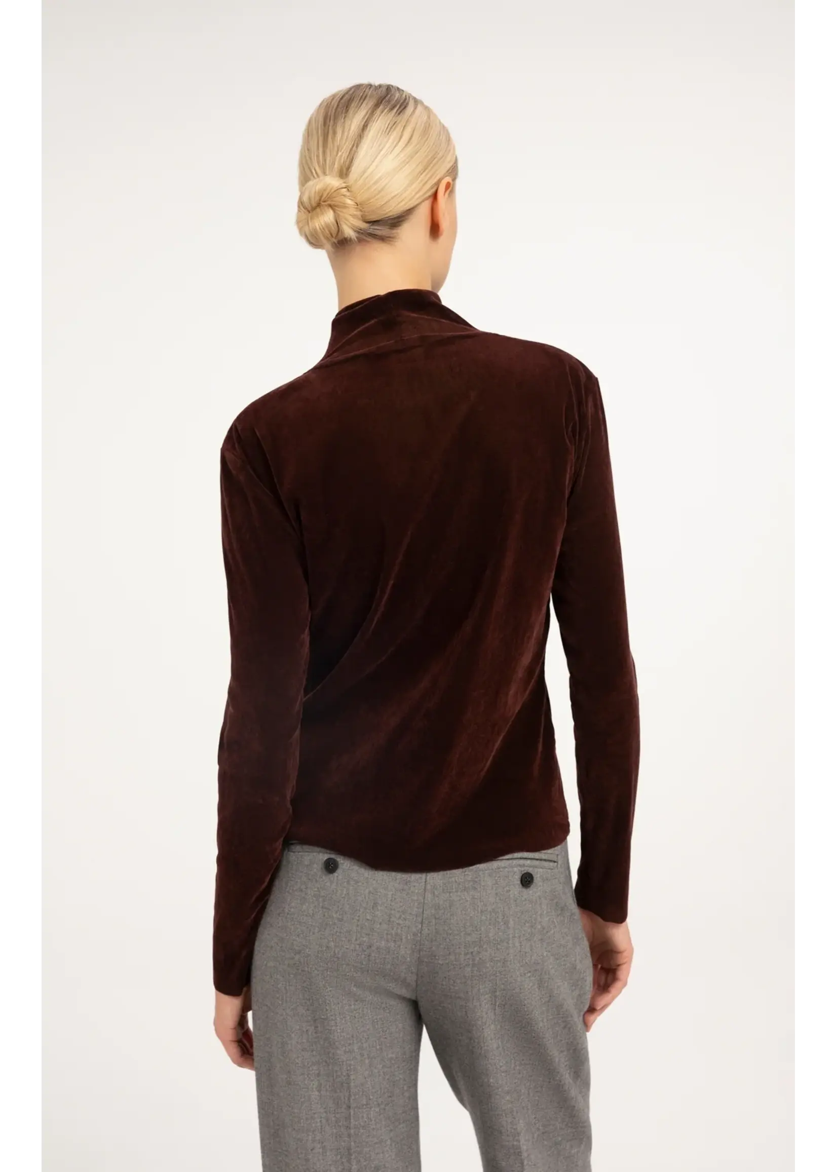 YAYA Yaya - Velvet mesh top with high neck