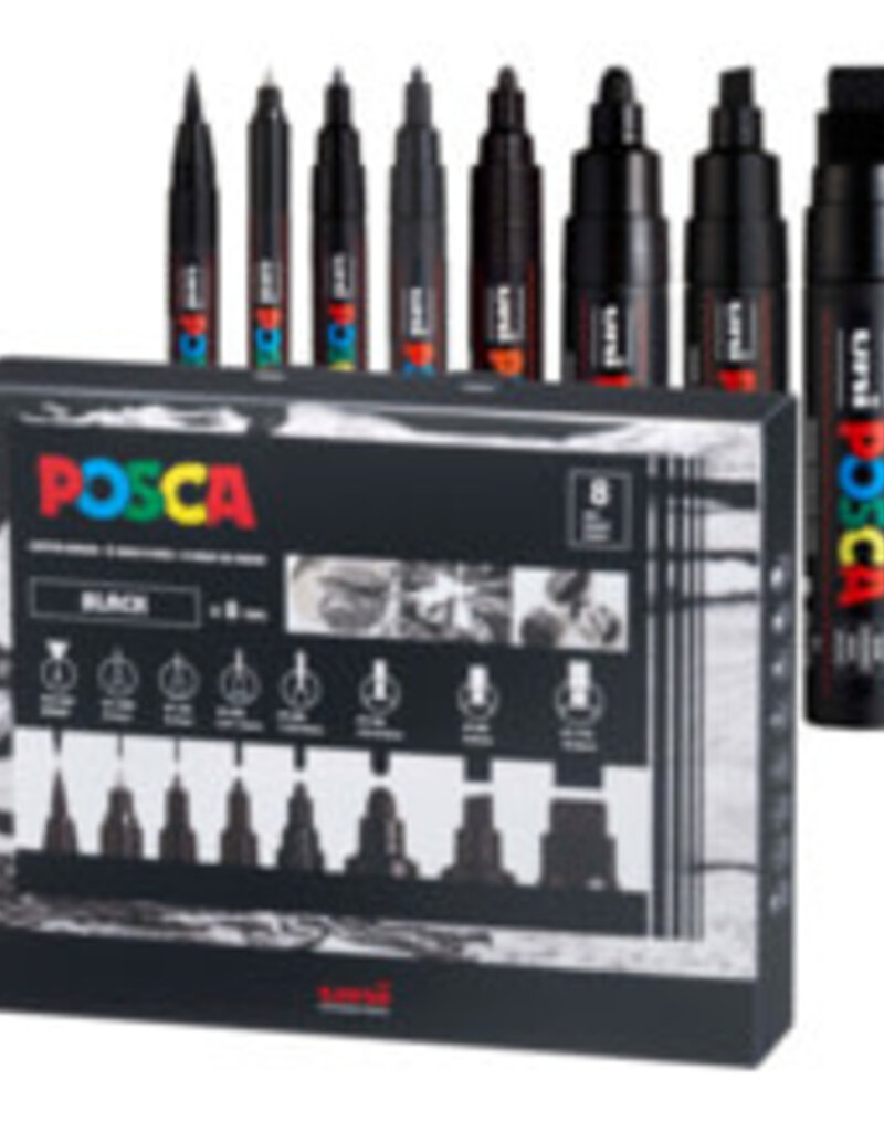 POSCA Paint Marker Set 8 pc All Black Set