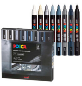 POSCA Paint Marker Set 8 pc PC-5M Monotone Set