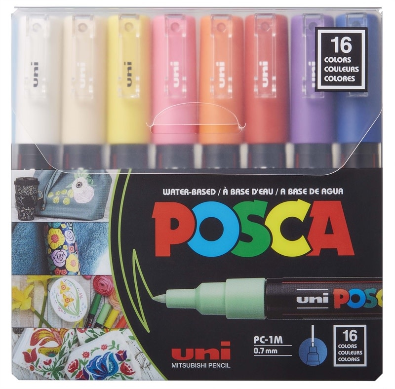 Posca Marker Sets (16pc) 1M (Extra Fine-1mm) - Reddi-Arts Posca Marker Sets (16pc) 1M (Extra Fine-1mm) - Reddi-Arts