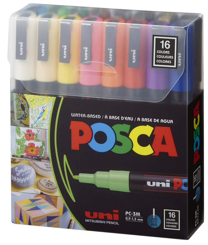 Posca Marker Sets (16pc) 3M (Fine- 1.3mm) - Reddi-Arts