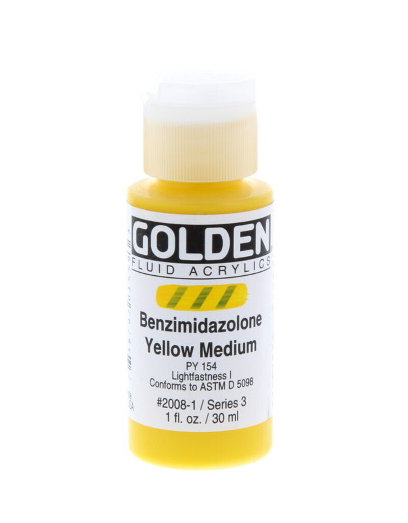 Golden Fluid Acrylic Paints (1oz) Benzimidazalone Yellow Medium