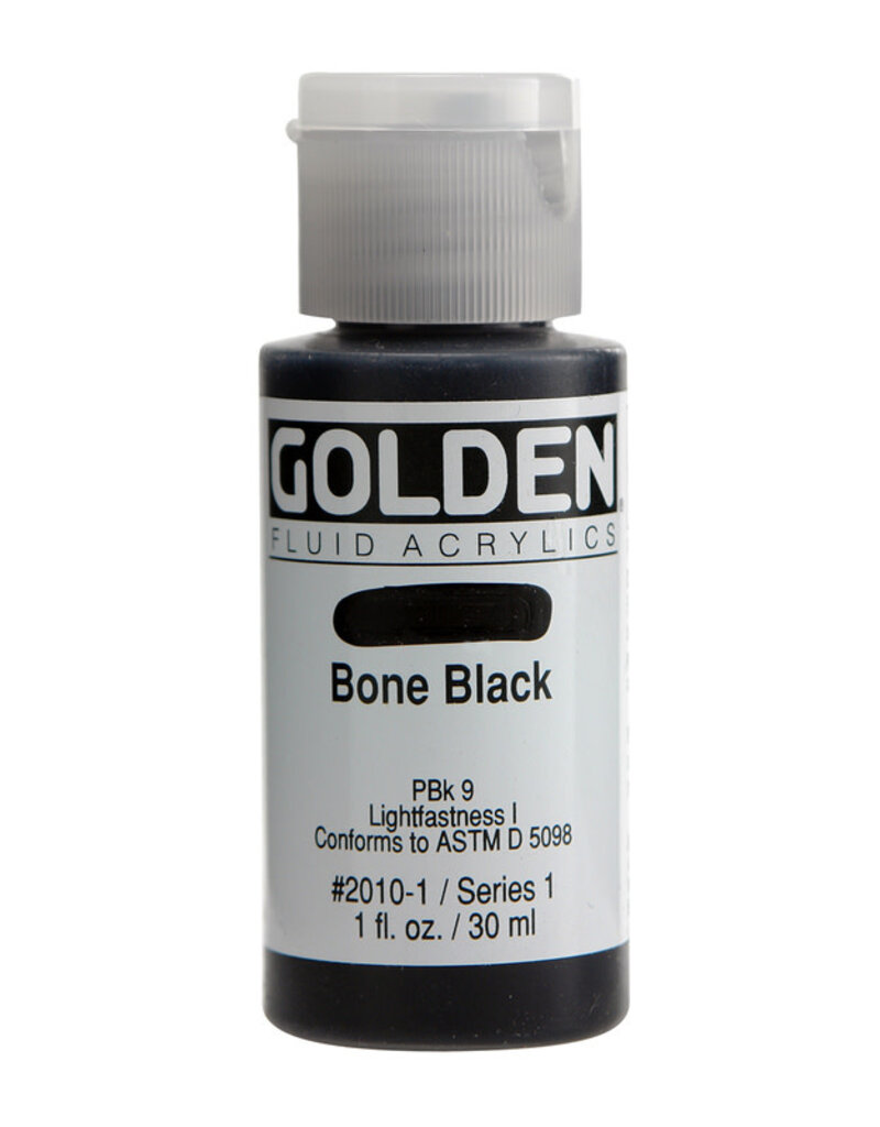 Golden Fluid Acrylic Paints (1oz) Bone Black