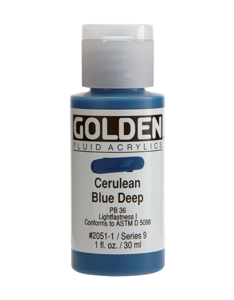 Golden Fluid Acrylic Paints (1oz) Cerulean Blue Deep