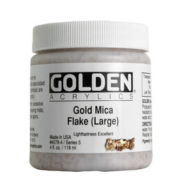 Golden Heavy Body Acrylic Paint (4oz) Iridescent Gold Mica Flake Large