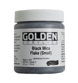 Golden Heavy Body Acrylic Paint (4oz) Iridescent Black Mica Flake Small