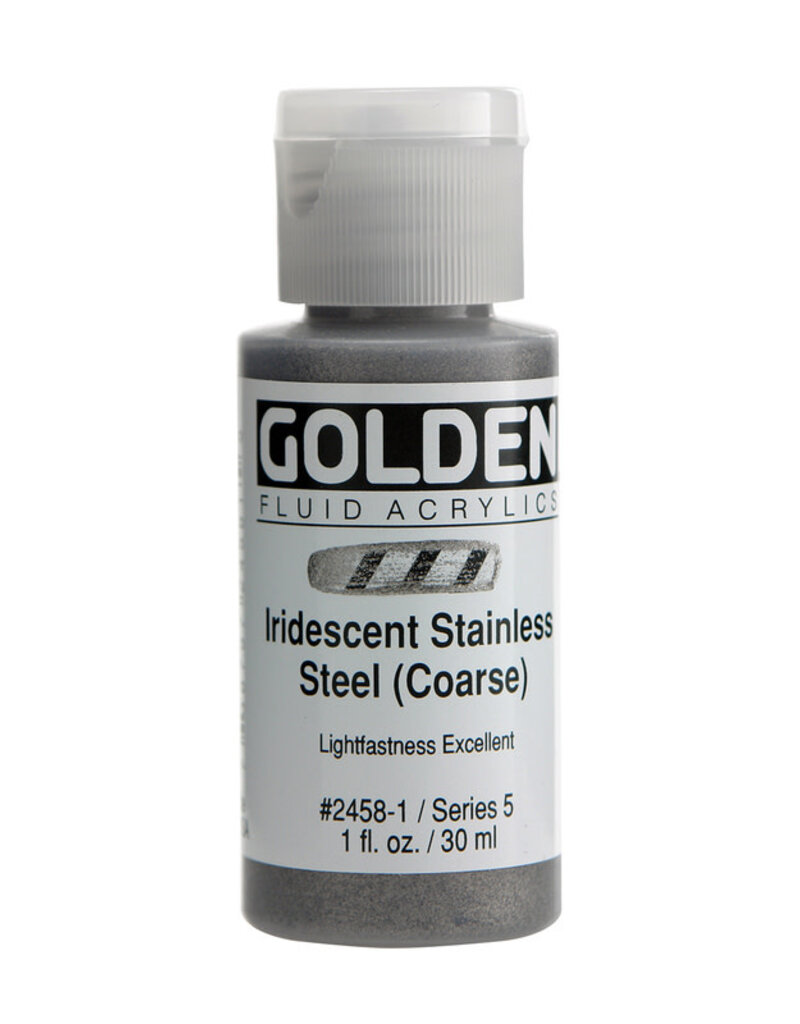 Golden Fluid Acrylic Paints (1oz) Iridescent Stainless Steel (Coarse)