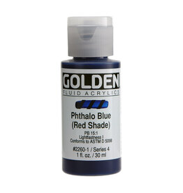 Golden Fluid Acrylic Paints (1oz) Phthalo Blue (Red Shade)