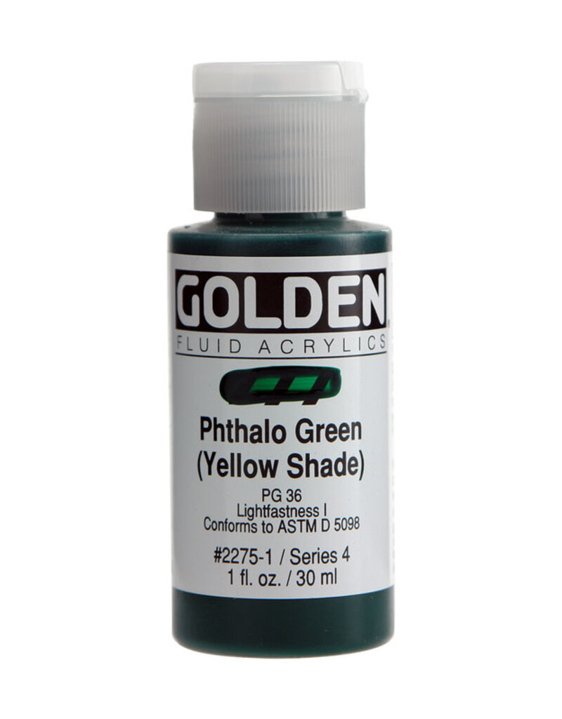 Golden Fluid Acrylic Paints (1oz) Phthalo Green (Yellow Shade)