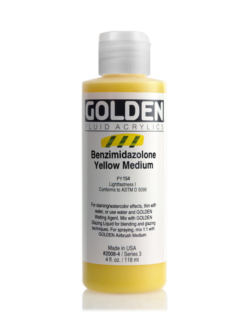 Golden Fluid Acrylic Paints (4oz) Benzimidazolone Yellow Medium