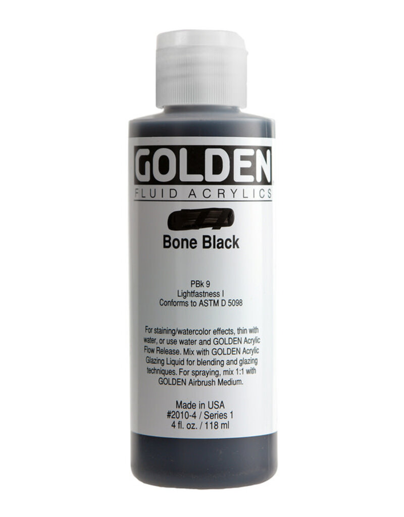 Golden Fluid Acrylic Paints (4oz) Bone Black