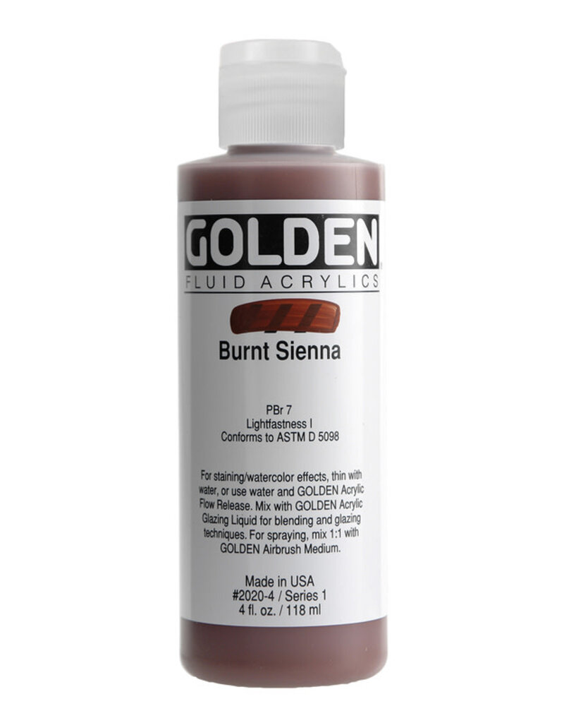 Golden Fluid Acrylic Paints (4oz) Burnt Sienna
