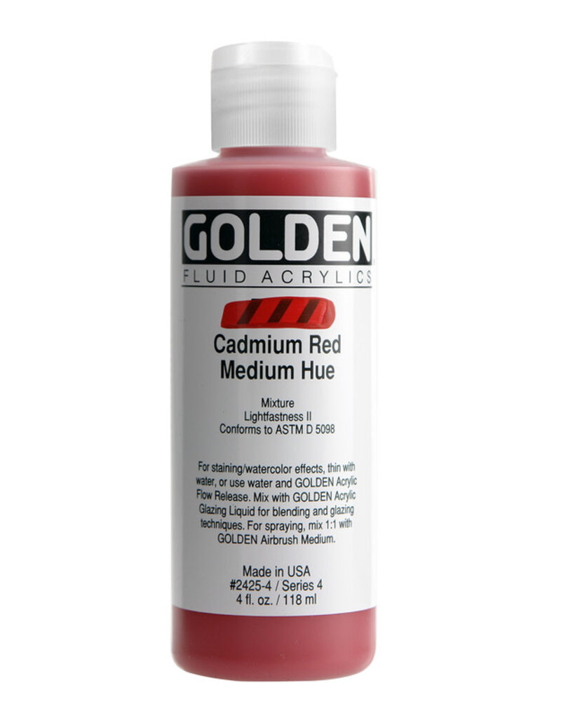Golden Fluid Acrylic Paints (4oz) Cadmium Red Medium Hue