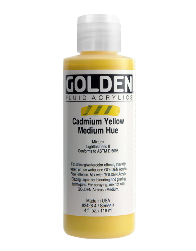 Golden Fluid Acrylic Paints (4oz) Cadmium Yellow Medium Hue