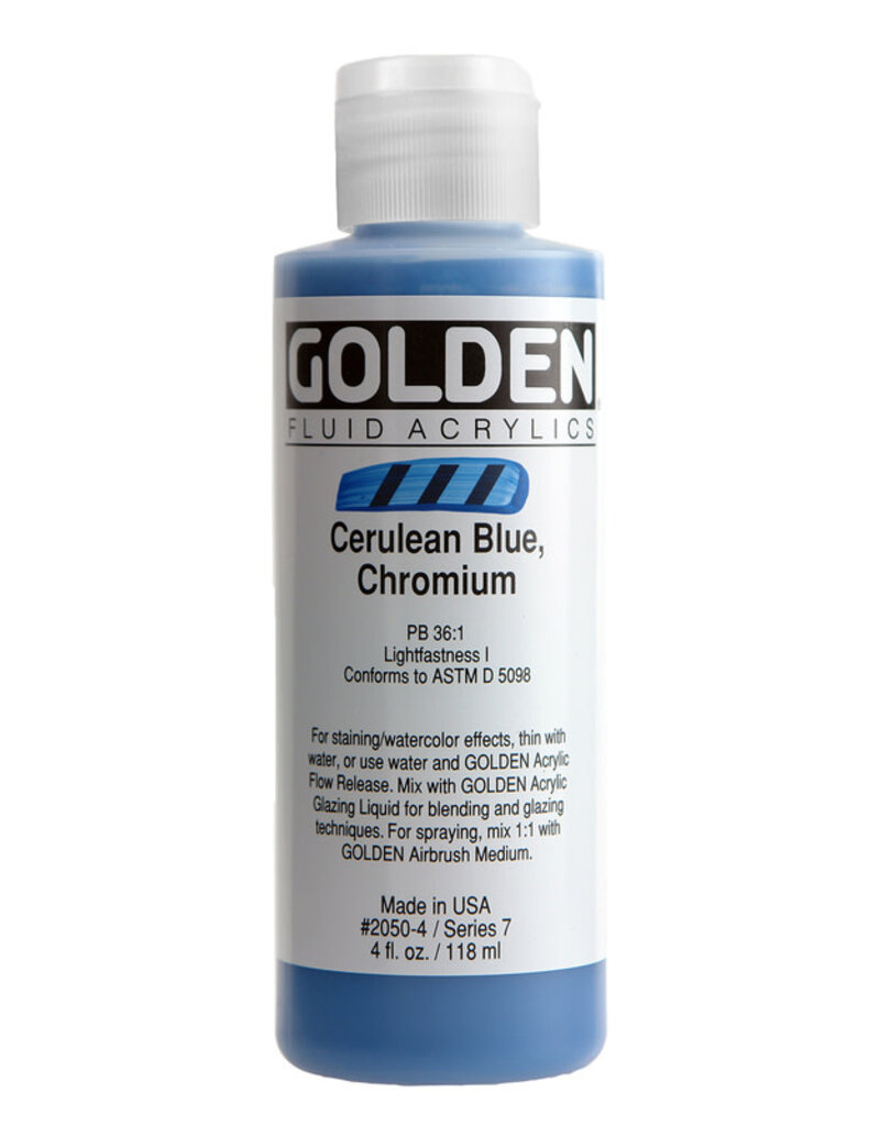 Golden Fluid Acrylic Paints (4oz) Cerulean Blue, Chromium