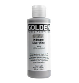 Golden Fluid Acrylic Paints (4oz) Iridescent Silver (Fine)