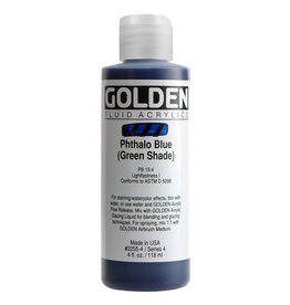 Golden Fluid Acrylic Paints (4oz) Phthalo Blue (Green Shade)