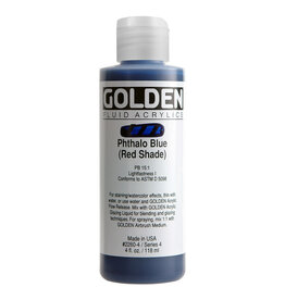Golden Fluid Acrylic Paints (4oz) Phthalo Blue (Red Shade)