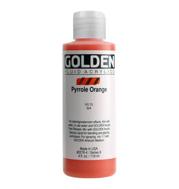 Golden Fluid Acrylic Paints (4oz) Pyrrole Orange