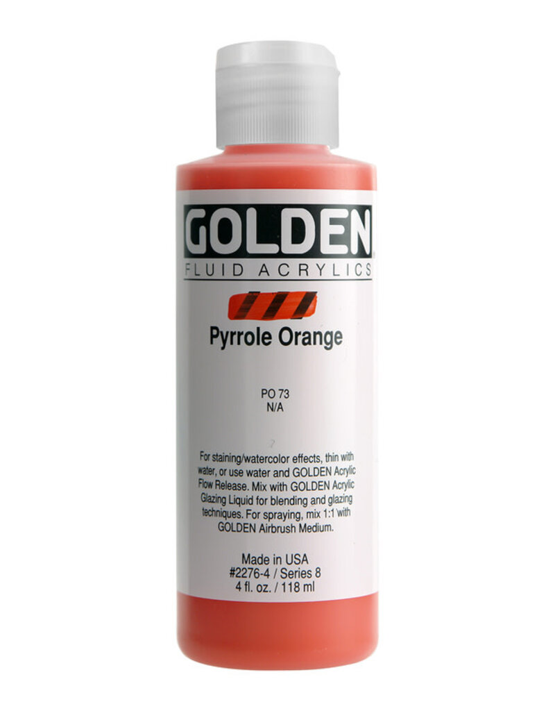 Golden Fluid Acrylic Paints (4oz) Pyrrole Orange