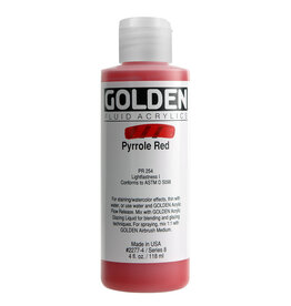 Golden Fluid Acrylic Paints (4oz) Pyrrole Red