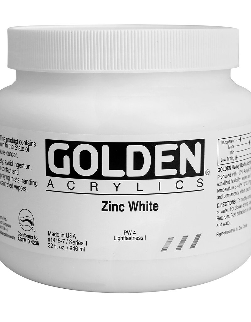 Golden Heavy Body Acrylic Paint (32oz) Zinc White