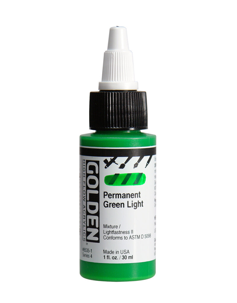Golden High Flow Acrylic Paint (1oz) Permanent Green Light
