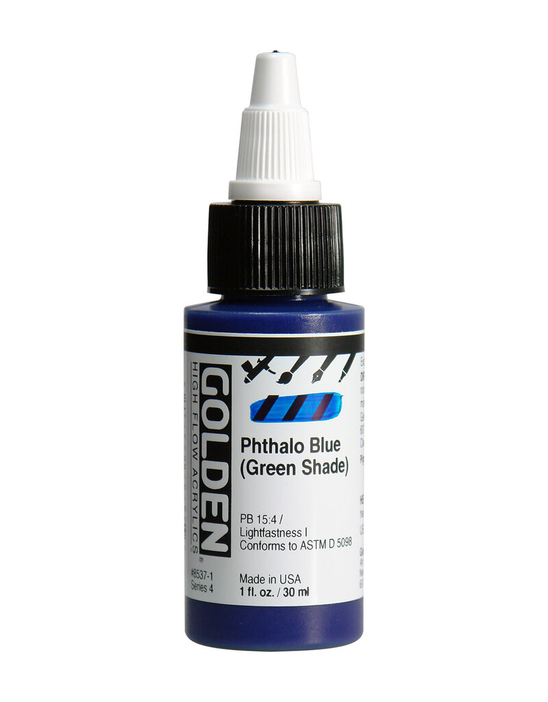 Golden High Flow Acrylic Paint (1oz) Phthalo Blue (Green Shade)