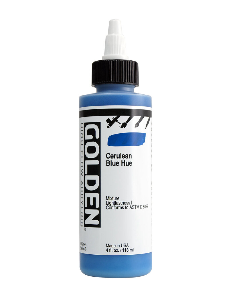 Golden High Flow Acrylic Paint (4oz) Cerulean Blue Hue