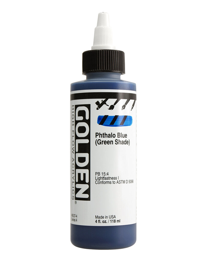 Golden High Flow Acrylic Paint (4oz) Phthalo Blue (Green Shade)